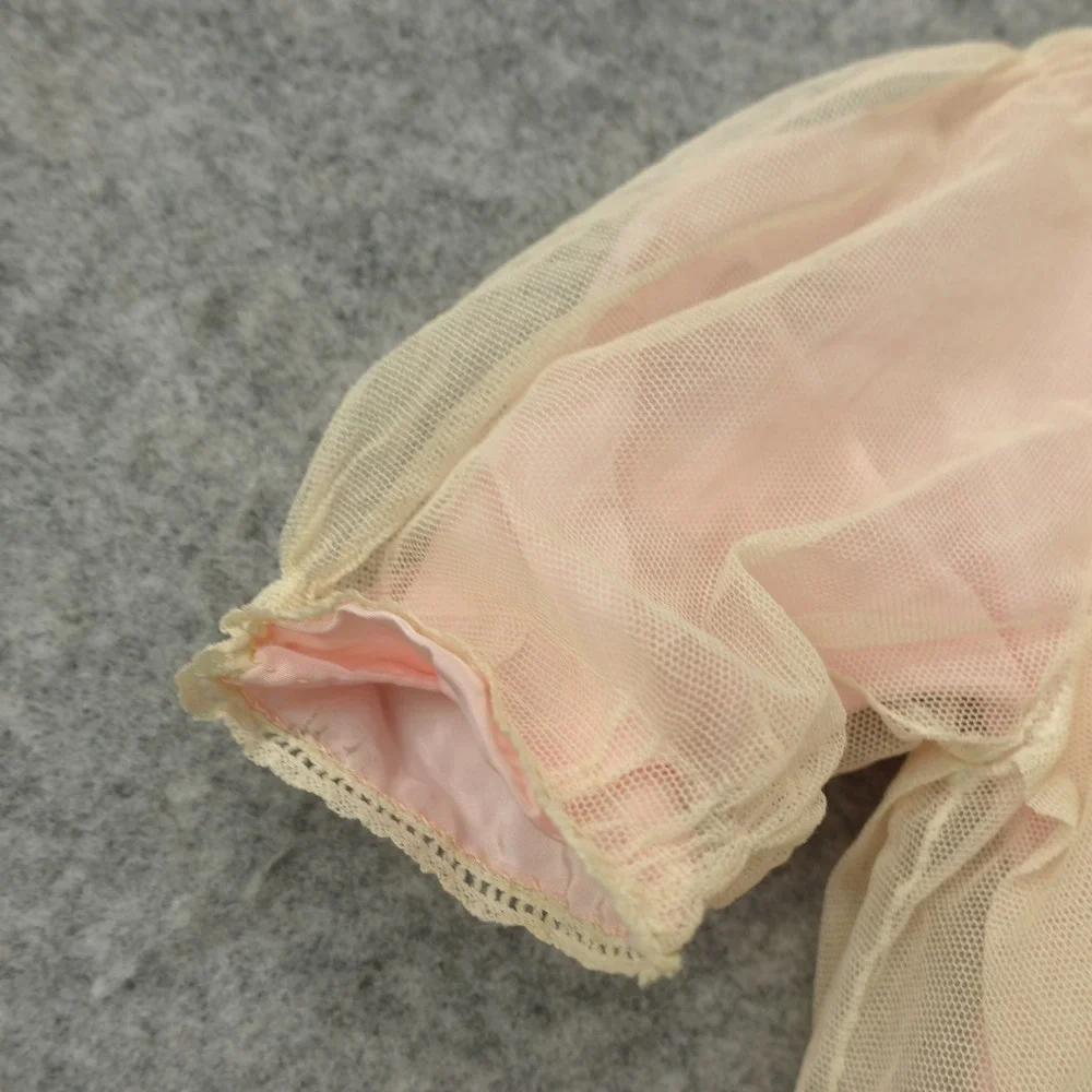 Vintage 50s Victorian Nightgown Dress Baby Girl 18 24M Pink Tulle Lace Heirloom